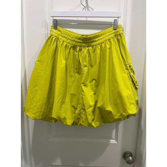 Anthropologie Pilcro Parachute Mini Bubble Skirt in Chartreuse Sz 12 - Picture 7 of 11